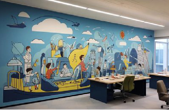 新野办公室墙绘的特点。