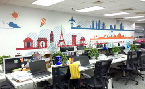 新野教你设计办公室墙绘的方法。