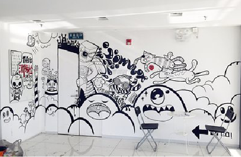 新野手绘墙并非传统涂鸦。